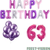 63 jaar Verjaardag Versiering Ballon Pakket Pastel & Roze