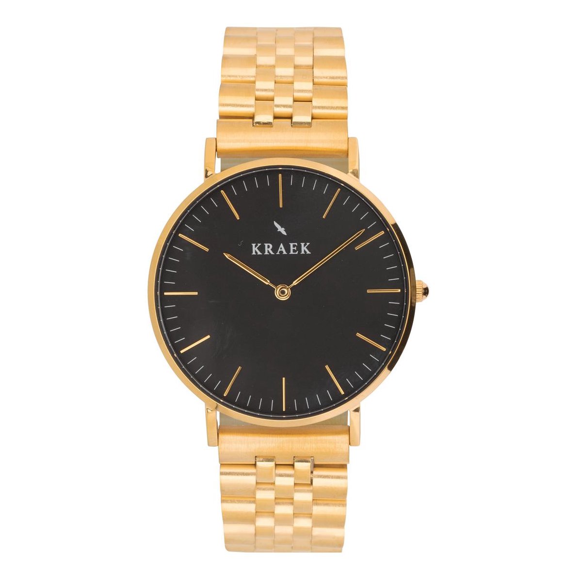 KRAEK Cinzia Goud Zwart 36 mm | Dames Horloge | Stalen horlogebandje | Schakelbandje | Minimaal Design | Svelte collectie