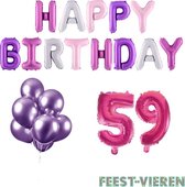 59 jaar Verjaardag Versiering Ballon Pakket Pastel & Roze