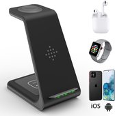 Culture Gadgets - 3 in 1 Oplaadstation - Draadloze Oplader - Iphone, Apple watch en Airpods Pro snellader draadloos - Android lader - Qi Wireless Charger