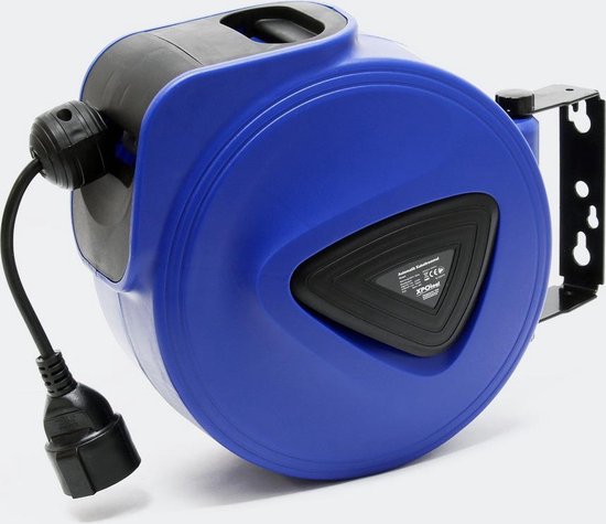 Automatische Kabelhaspel 20m Kabelhaspel 180 °zwenkbaar Met Muurbeugel Kabeltrommel Haspel Automatisch Oprollen En Afrollen Van De Kabel Stroomkabel 3 Gaten