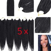 5x Twist Hair Senegal Crochet Braids 60cm lengte vlechthaar vlecht haar ZWART