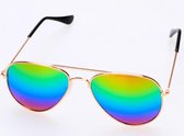 Kinder Piloten Zonnebril - Bronskleurig montuur, regenboog glazen.