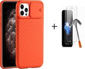 GSMNed – iPhone 12 Pro Max Oranje – Coque en silicone de haute qualité Oranje – iPhone 12 Pro Max Oranje – coque pour iPhone Oranje – antichoc – protection caméra – avec protecteur d'écran iPhone 12 Pro Max