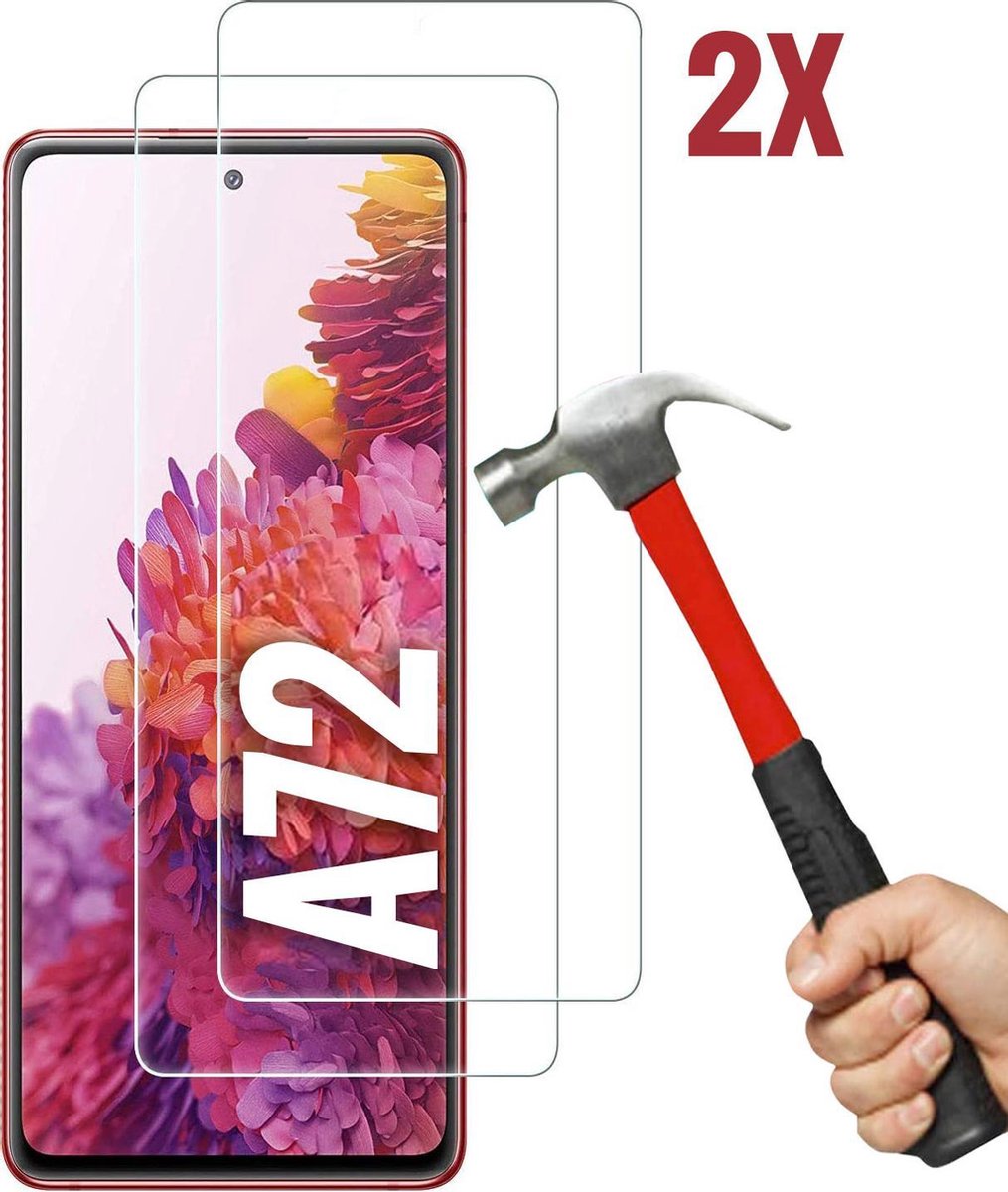 Screenprotector geschikt voor Samsung Galaxy A72 Screenprotector 2X - Tempered Glass - Anti Shock screen protector - 2PACK voordeelpack - EPICMOBILE