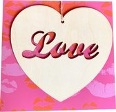 Luxe liefdeskaart met houten hanger "Love" 14x14 cm incl. envelop