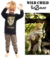Fun2wear - kinder/tiener- pyjama - Wild Child - Zwart- maat 170/176