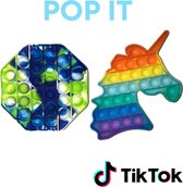 Pop-it | fidget toy | gezien op Tiktok | Regenboog Unicorn en Marble Octagon | Push bubble | Q-time
