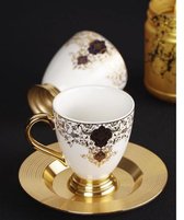 Violet 6 persoons Porselein Espressoset - ASSORTI - Gold/Damask/Flower
