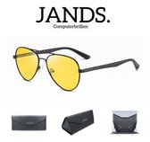 JANDS. NIGHT NR.1 - Met Hardcase - Avondbril - Nachtbril - Autobril - Tegen Vermoeide Ogen - Zonder Sterkte - Zwart - Met Gratis Accessoires
