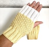 Handgemaakte vingerloze handschoenen - Handmade gloves - Gebreide wollen handschoenen - Geel - Koude handen