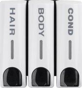 Noir 528 | zeepdispenser drie reservoirs | zeepdispenser 3 reservoirs | zeepdispenser wand | zeepdispenser wandmontage | zeepdispenser douche | zeepdispenser Wit