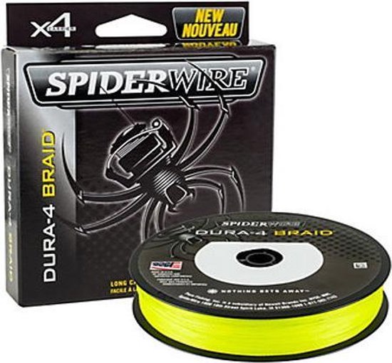 Tresse Spiderwire Dura-4 | Ligne de pêche jaune | 0,17 mm | Force de traction de 15 kg | Ligne tressée | 300 mètres