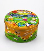 Snoep - Snoeptrommel - Vrijwilliger - Gevuld met Drop - In cadeauverpakking met gekleurd lint