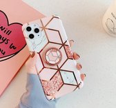 Samsung Galaxy S8 Marmer Hoesje | Back Cover Case | met Ring Houder | Roze