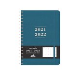 Hobbit schoolagenda 2021-2022 - LUXE D2 - blauw linnen - ringband - elastiek - 7 dagen over 2 pagina's - stoffen harde kaft - 224 pagina's - groen blauw - A5 formaat