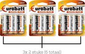 Eurobatt Batterijen Alkaline Plus LR20 - 3x 2 stuks D batterijen (6 stuks totaal) - 13A, AM-1, AM1, MN1300 - KD, 4020, 4120, 4920 - E95, X95GP, LR20