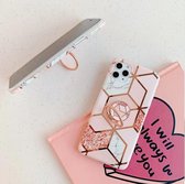 Samsung Galaxy A70 Marmer Hoesje | Back Cover Case | met Ring Houder | Roze