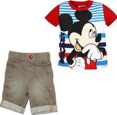 Disney Mickey Mouse set - broek + t-shirt - rood/zand - maat 80/86 (18 maanden)