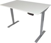 Zit-sta bureau 120x80 cm. – Elektrisch verstelbaar – 2-motorig + display – Frame: grijs – Blad: Wit