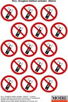 Pictogram sticker 75 stuks P013 - Draagbare telefoon verboden - 50 x 50mm - 15 stickers op 1 vel