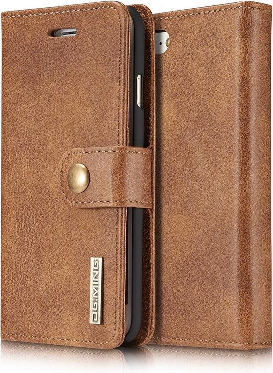 DG.MING Bookcase Walllet iPhone 7 8 SE 2020 SE 2022 Splitleder Vintage Portemonnee hoesje - Bruin