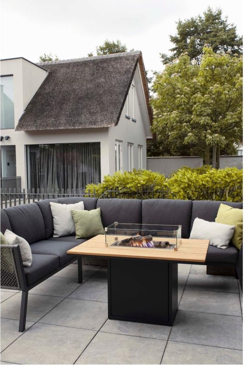 Cosi Cosiloft Relax - Table de feu à hauteur de table - Noir avec teck