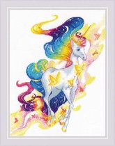 Fairy Unicorn / Regenboog Eenhoor Aida Riolis Borduurpakket 1939