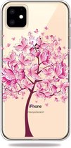 GadgetBay Warm Flexibel Vlinderboom Vlinders Boom Roze Hoesje iPhone 11 TPU case - Doorzichtig
