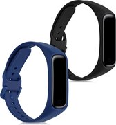 kwmobile 2x armband geschikt voor Samsung Galaxy Fit 2 - Bandjes voor fitnesstracker in zwart / donkerblauw