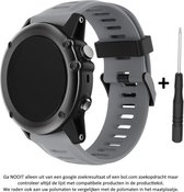 Grijs Siliconen Sporthorlogebandje 26mm voor Garmin Fenix 3 / 3 HR / 3 Sapphire, Garmin Fenix 5x, Garmin D2 & Garmin Quatix 3 – Maat: zie maatfoto – NIET Quickfit Compatibel – 26 mm grey smartwatch strap - band