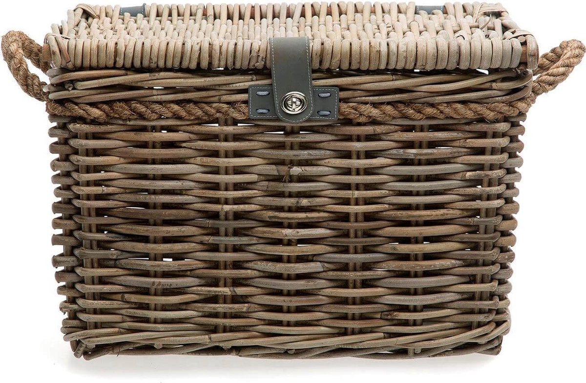 New Looxs Melbourne Large Fietsmand Voordrager - 45 liter - Rotan – Grijs