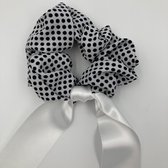 Brovari Scrunchies - Set - Noppen - Zwart/Blauw/Beige - 3 stuks - Met lint
