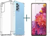 Samsung  A72 hoesje transparant met bumpers - Samsung Galaxy A72 siliconen hoesje transpararante case - 1x Samsung A72 screenprotector