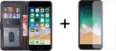 iParadise iPhone SE 2020/SE 3 (2022) hoesje bookcase zwart wallet case portemonnee hoes cover hoesjes - 1x iPhone SE 2020/SE 3 (2022) screenprotector