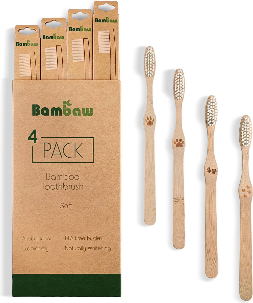 Bamboe Tandenborstel | Zacht | 4 Stuks | Bambaw