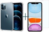 iPhone 12 Pro hoesje en iPhone 12 hoesje case siliconen met bumpers transparant apple hoesje cover hoes - 1x iPhone 12/12 Pro screenprotector