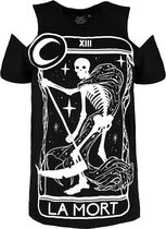 Restyle Dames Tshirt -XS- Death tarot La Mort Oversized Zwart