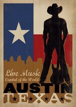 valentijn cadeautje voor hem / Vintage Steden Poster - Austin Texas - Wandposter 60 x 40 cm