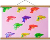 Schoolplaat – Gekleurd Waterpistooltjes  - 60x40cm Foto op Textielposter (Wanddecoratie op Schoolplaat)