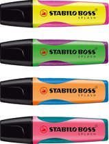 STABILO BOSS SPLASH - Markeerstift - Stijlvol Design Met Gripzone - Etui Met 4 Kleuren