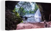 Canvas Schilderij Watervallen in het Nationaal park Na Haew in Thailand - 80x40 cm - Wanddecoratie