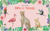 Picknickkleed met naam - cheetah flamingo leeuwtje - gepersonaliseerd - waterproof - design handgeschilderd in aquarel - 190x120 cm
