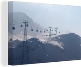 Canvas Schilderij Kabelbaan in het Zwitserse Davos - 90x60 cm - Wanddecoratie