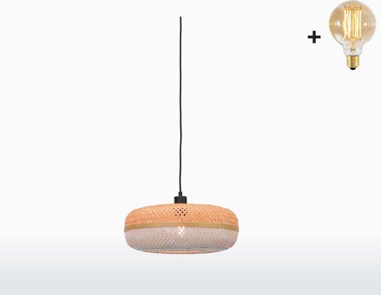 Hanglamp - PALAWAN - Naturel/Wit Bamboe - Small (40x15cm)