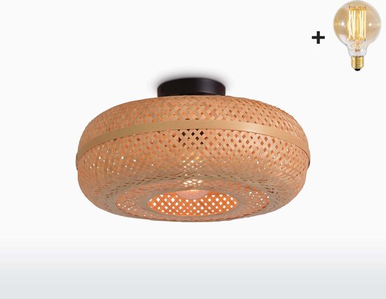 Plafondlamp - PALAWAN - Naturel Bamboe - Small - Met LED-lamp