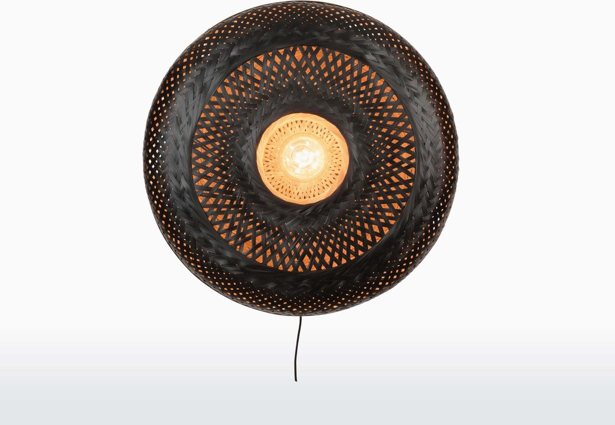 GOOD&MOJO Wandlamp Palawan - Bamboe Zwart - Ø60cm - Binnen Scandinavisch,Bohemian