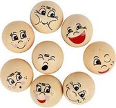 Hoofden, d: 20 mm, licht beige, hout, 16stuks