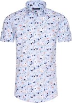 Ferlucci - Heren Korte Mouw Overhemd - Calabria - Trendy Design - Blauw