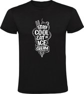 Stay cool and eat an icecream Heren t-shirt | ijs | softijs | zomer | grappig | cadeau | Zwart